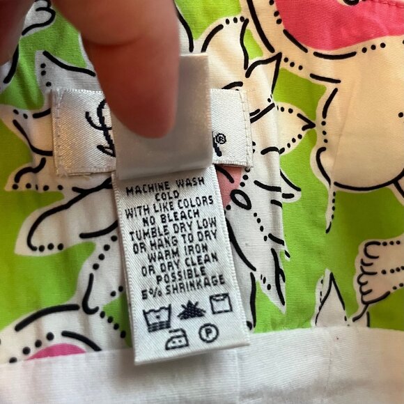 Vintage Lilly Pulitzer Size 8 Lounging White Lions Mini Dress - Pink Green White - Picture 8 of 8